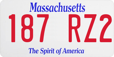 MA license plate 187RZ2