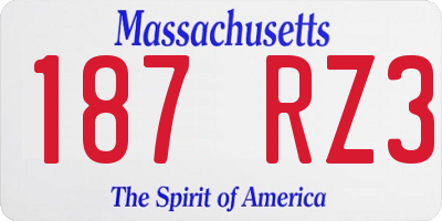 MA license plate 187RZ3