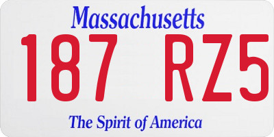 MA license plate 187RZ5