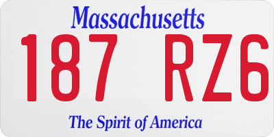 MA license plate 187RZ6