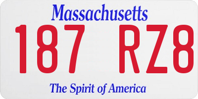 MA license plate 187RZ8