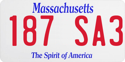 MA license plate 187SA3