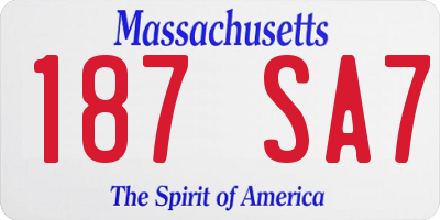 MA license plate 187SA7