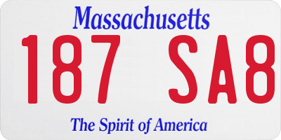 MA license plate 187SA8