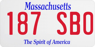 MA license plate 187SB0