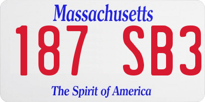 MA license plate 187SB3