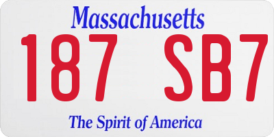 MA license plate 187SB7