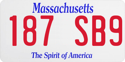 MA license plate 187SB9
