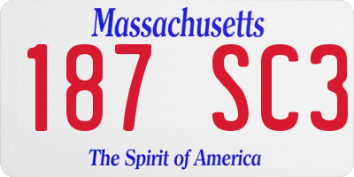 MA license plate 187SC3
