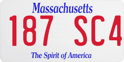 MA license plate 187SC4