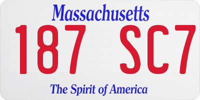 MA license plate 187SC7