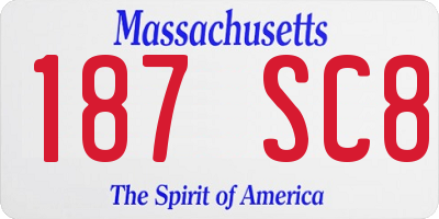 MA license plate 187SC8