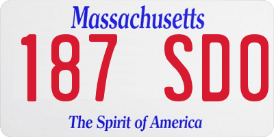 MA license plate 187SD0