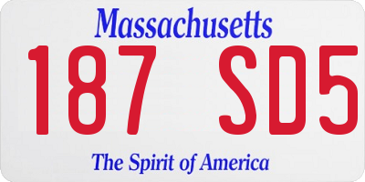 MA license plate 187SD5
