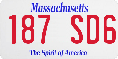 MA license plate 187SD6