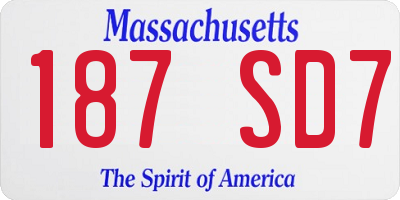 MA license plate 187SD7