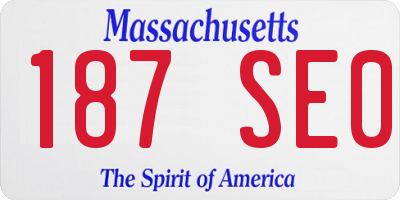 MA license plate 187SE0