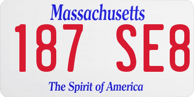 MA license plate 187SE8