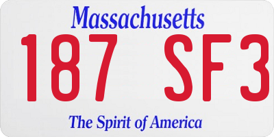 MA license plate 187SF3