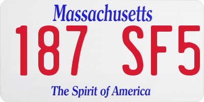 MA license plate 187SF5