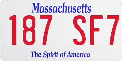 MA license plate 187SF7