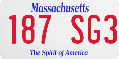 MA license plate 187SG3
