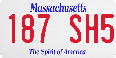 MA license plate 187SH5