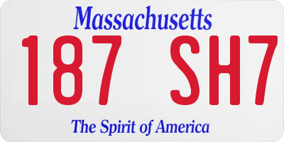 MA license plate 187SH7