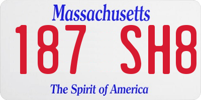 MA license plate 187SH8