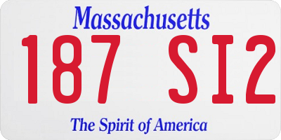 MA license plate 187SI2
