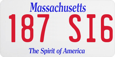 MA license plate 187SI6