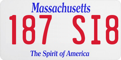 MA license plate 187SI8
