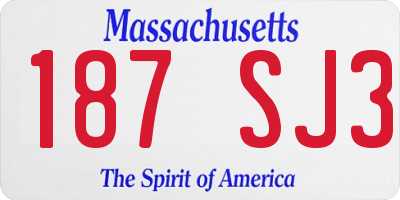 MA license plate 187SJ3