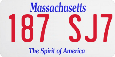 MA license plate 187SJ7
