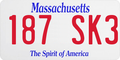 MA license plate 187SK3