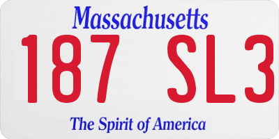 MA license plate 187SL3
