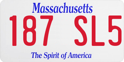 MA license plate 187SL5