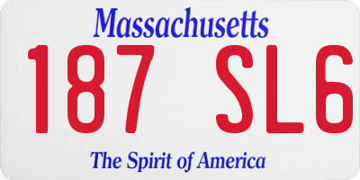 MA license plate 187SL6