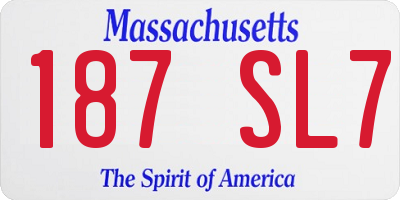 MA license plate 187SL7
