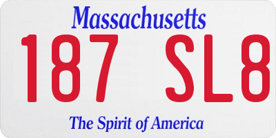 MA license plate 187SL8