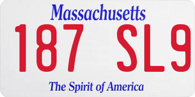 MA license plate 187SL9