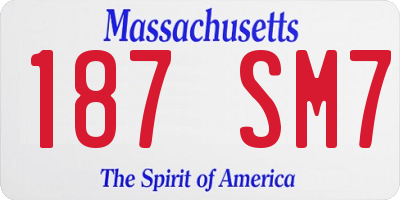 MA license plate 187SM7