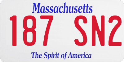 MA license plate 187SN2