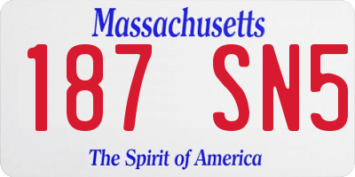 MA license plate 187SN5