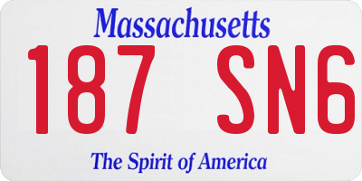 MA license plate 187SN6