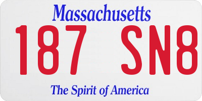 MA license plate 187SN8