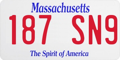 MA license plate 187SN9