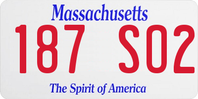 MA license plate 187SO2
