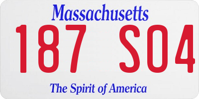 MA license plate 187SO4