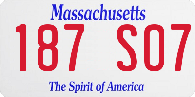MA license plate 187SO7